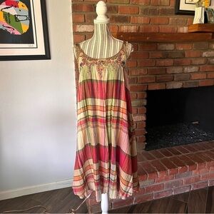 Sportmax Defile Plaid Beaded Sleeveless Mini Dress Sz 10 US